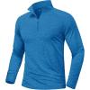 imageMAGCOMSEN Mens Sun Protection UPF 50 Long Sleeve Shirt Quarter Zip Pullover Quick Dry Lightweight Fishing Running Rash GuardSea Blue