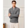 imageMAGCOMSEN Mens Sweaters 14 Zip Knit Waffle Textured Pullover for Fall Winter Warm Soft SweatshirtsDark Grey