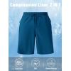 imageMAGCOMSEN Mens Swim Trunks with Compression Liner 9quot Quick Dry Beach Shorts with Zipper PocketsPeacock Blue