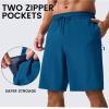 imageMAGCOMSEN Mens Swim Trunks with Compression Liner 9quot Quick Dry Beach Shorts with Zipper PocketsPeacock Blue