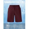 imageMAGCOMSEN Mens Swim Trunks with Compression Liner 9quot Quick Dry Beach Shorts with Zipper PocketsWine Red