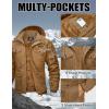 imageMAGCOMSEN Mens Winter Jacket Cotton Fleece Lined Warm Jackets Work Cargo Military Coats with 6 PocketsKhaki
