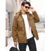 imageMAGCOMSEN Mens Winter Jacket Cotton Fleece Lined Warm Jackets Work Cargo Military Coats with 6 PocketsKhaki