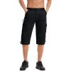 imageMAGCOMSEN Mens Workout Shorts 7 Pockets Quick Dry 34 Capri Pants Zipper Pockets Hiking Athletic ShortsBlack