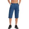 imageMAGCOMSEN Mens Workout Shorts 7 Pockets Quick Dry 34 Capri Pants Zipper Pockets Hiking Athletic ShortsBlue Grey