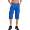 imageMAGCOMSEN Mens Workout Shorts 7 Pockets Quick Dry 34 Capri Pants Zipper Pockets Hiking Athletic ShortsBright Blue
