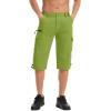 imageMAGCOMSEN Mens Workout Shorts 7 Pockets Quick Dry 34 Capri Pants Zipper Pockets Hiking Athletic ShortsFruit Green