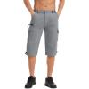 imageMAGCOMSEN Mens Workout Shorts 7 Pockets Quick Dry 34 Capri Pants Zipper Pockets Hiking Athletic ShortsLight Grey