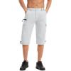 imageMAGCOMSEN Mens Workout Shorts 7 Pockets Quick Dry 34 Capri Pants Zipper Pockets Hiking Athletic ShortsWhite