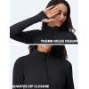 imageMAGCOMSEN Womens 14 Quarter Zip Pullover Thermal Running Shirts Long Sleeve Athletic Warm Tops with Zip PocketsBlack
