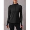 imageMAGCOMSEN Womens 14 Quarter Zip Pullover Thermal Running Shirts Long Sleeve Athletic Warm Tops with Zip PocketsBlack