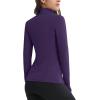 imageMAGCOMSEN Womens 14 Quarter Zip Pullover Thermal Running Shirts Long Sleeve Athletic Warm Tops with Zip PocketsDeep Purple
