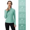 imageMAGCOMSEN Womens 14 Quarter Zip Pullover Thermal Running Shirts Long Sleeve Athletic Warm Tops with Zip PocketsGrey Green