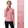 imageMAGCOMSEN Womens 14 Quarter Zip Pullover Thermal Running Shirts Long Sleeve Athletic Warm Tops with Zip PocketsGrey Pink