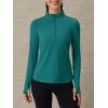 imageMAGCOMSEN Womens 14 Quarter Zip Pullover Thermal Running Shirts Long Sleeve Athletic Warm Tops with Zip PocketsJade Green