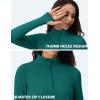 imageMAGCOMSEN Womens 14 Quarter Zip Pullover Thermal Running Shirts Long Sleeve Athletic Warm Tops with Zip PocketsJade Green