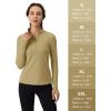 imageMAGCOMSEN Womens 14 Quarter Zip Pullover Thermal Running Shirts Long Sleeve Athletic Warm Tops with Zip PocketsKhaki