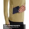 imageMAGCOMSEN Womens 14 Quarter Zip Pullover Thermal Running Shirts Long Sleeve Athletic Warm Tops with Zip PocketsKhaki