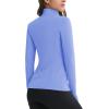 imageMAGCOMSEN Womens 14 Quarter Zip Pullover Thermal Running Shirts Long Sleeve Athletic Warm Tops with Zip PocketsLight Blue