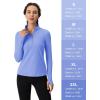 imageMAGCOMSEN Womens 14 Quarter Zip Pullover Thermal Running Shirts Long Sleeve Athletic Warm Tops with Zip PocketsLight Blue