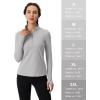 imageMAGCOMSEN Womens 14 Quarter Zip Pullover Thermal Running Shirts Long Sleeve Athletic Warm Tops with Zip PocketsLight Grey