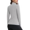 imageMAGCOMSEN Womens 14 Quarter Zip Pullover Thermal Running Shirts Long Sleeve Athletic Warm Tops with Zip PocketsLight Grey