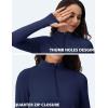 imageMAGCOMSEN Womens 14 Quarter Zip Pullover Thermal Running Shirts Long Sleeve Athletic Warm Tops with Zip PocketsNavy