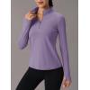 imageMAGCOMSEN Womens 14 Quarter Zip Pullover Thermal Running Shirts Long Sleeve Athletic Warm Tops with Zip PocketsPurple
