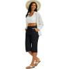 imageMAGCOMSEN Womens Capri Pants Cotton Yoga Wide Leg Capris Loose Casual Lounge Workout Capri Sweatpants with 5 PocketsBlack