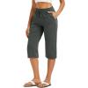 imageMAGCOMSEN Womens Capri Pants Cotton Yoga Wide Leg Capris Loose Casual Lounge Workout Capri Sweatpants with 5 PocketsDark Grey