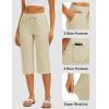 imageMAGCOMSEN Womens Capri Pants Cotton Yoga Wide Leg Capris Loose Casual Lounge Workout Capri Sweatpants with 5 PocketsLight Apricot