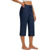 imageMAGCOMSEN Womens Capri Pants Cotton Yoga Wide Leg Capris Loose Casual Lounge Workout Capri Sweatpants with 5 PocketsNavy Blue