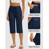 imageMAGCOMSEN Womens Capri Pants Cotton Yoga Wide Leg Capris Loose Casual Lounge Workout Capri Sweatpants with 5 PocketsNavy Blue