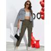 imageMAGCOMSEN Womens Cargo Pants 6 Pockets Cotton Work Pants Casual Stylish Elastic Waistband Military TrousersArmy Green