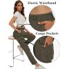 imageMAGCOMSEN Womens Cargo Pants 6 Pockets Cotton Work Pants Casual Stylish Elastic Waistband Military TrousersArmy Green