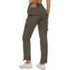 imageMAGCOMSEN Womens Cargo Pants 6 Pockets Cotton Work Pants Casual Stylish Elastic Waistband Military TrousersArmy Green