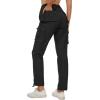 imageMAGCOMSEN Womens Cargo Pants 6 Pockets Cotton Work Pants Casual Stylish Elastic Waistband Military TrousersBlack