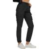 imageMAGCOMSEN Womens Cargo Pants 6 Pockets Cotton Work Pants Casual Stylish Elastic Waistband Military TrousersBlack