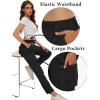 imageMAGCOMSEN Womens Cargo Pants 6 Pockets Cotton Work Pants Casual Stylish Elastic Waistband Military TrousersBlack