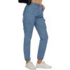 imageMAGCOMSEN Womens Cargo Pants 6 Pockets Cotton Work Pants Casual Stylish Elastic Waistband Military TrousersLight Blue