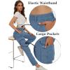 imageMAGCOMSEN Womens Cargo Pants 6 Pockets Cotton Work Pants Casual Stylish Elastic Waistband Military TrousersLight Blue