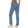 imageMAGCOMSEN Womens Cargo Pants 6 Pockets Cotton Work Pants Casual Stylish Elastic Waistband Military TrousersLight Blue