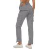 imageMAGCOMSEN Womens Cargo Pants 6 Pockets Cotton Work Pants Casual Stylish Elastic Waistband Military TrousersLight Grey