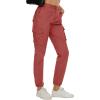 imageMAGCOMSEN Womens Cargo Pants 6 Pockets Cotton Work Pants Casual Stylish Elastic Waistband Military TrousersRed