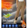 imageMAGCOMSEN Womens Fleece Lined Winter Hiking Pants Waterproof Insulated Ski Snow Pants Outdoor Hunting Softshell PantsKhaki