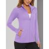 imageMAGCOMSEN Womens Hiking Jacket Lightweight Long Sleeve UPF 50 Sun Protection Shirt Breathable SPF Shirts with Thumb Holes Light Purple L