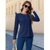 imageMAGCOMSEN Womens Long Sleeve Shirts UPF 50 Sun Protection Quick Dry Athletic Running Workout Tops Rash GuardDark Blue