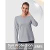 imageMAGCOMSEN Womens Long Sleeve Shirts UPF 50 Sun Protection Quick Dry Athletic Running Workout Tops Rash GuardLight Grey