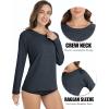 imageMAGCOMSEN Womens Long Sleeve Shirts UPF 50 Workout Tops Sun Protection Athletic Running Swim Rash GuardBlack