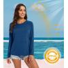 imageMAGCOMSEN Womens Long Sleeve Shirts UPF 50 Workout Tops Sun Protection Athletic Running Swim Rash GuardDark Blue